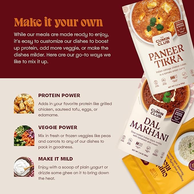 Cumin Club Indian Meals | Freeze Dried Backpacking & Camping Food | Gluten Free | High Protein | Pack of 10 | Authentic Flavors for Outdoor Adventures | Ready to Eat & Easy Prep