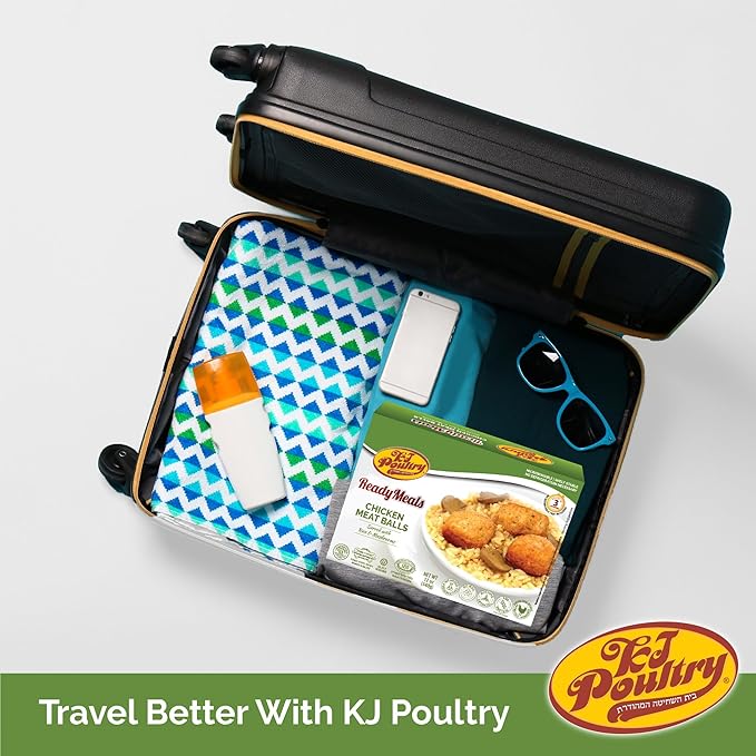 KJ Poultry Kosher Ready Meals - Chicken Meat Balls & Mushrooms, MRE Meat Meals Ready to Eat, Halal, (3 Pack) Prepared Entree Fully Cooked, Shelf Stable Microwave Dinner, Travel, Military, Camping