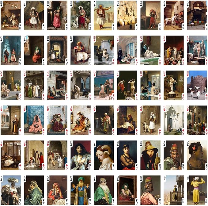 Arabian Antique Playing Cards (Poker Deck 54 Cards All Different) Vintage Arabian Oriental Life Scenes Art