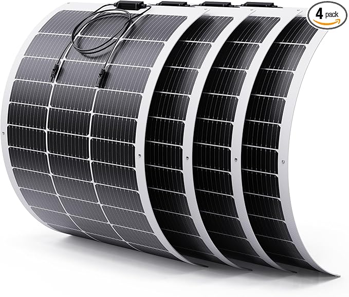 400W Flexible Solar Panel, 4PCS 100 Watt 12/24V/36V/48V Portable Solar Panel Kit, Callsun 23% High Efficiency 182 PERC IP68 Waterproof ETFE RV Solar Panels for RV Van Offgrid Living Boat (White)