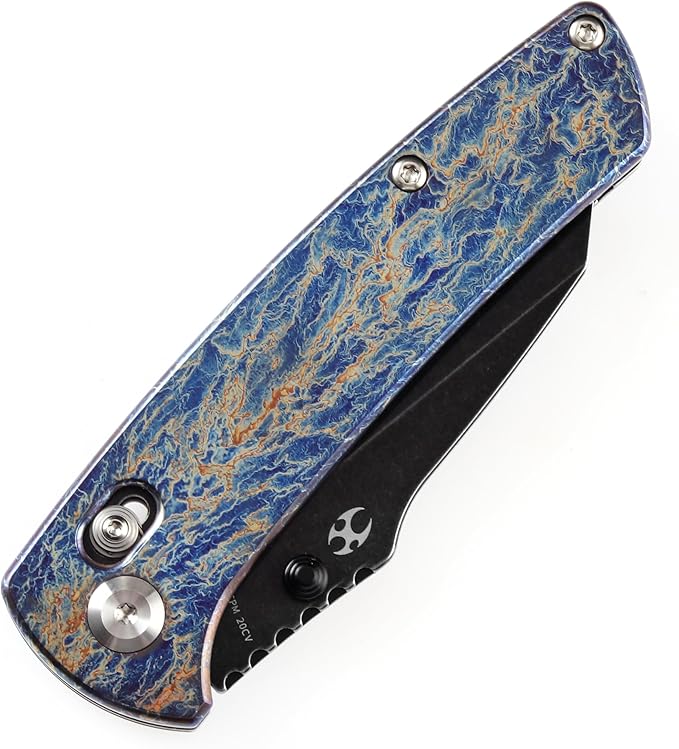 KANSEPT Elite Main Street Pocket Knife, 3.36'' Blackwash 20CV Sharp Blade, Lightning Strike Titanium Handle with Axis Lock and Thumb Stud, Perfect Clip for EDC, Camping Survival Folding knives K1015M2