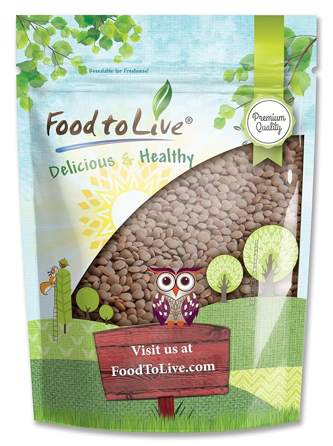 Food to Live Food to Live - Whole Red Lentils, 1 Pound - Dry Raw Lentils, Sproutable, Vegan, Kosher, Bulk. Quick-Cooking. Good Source of Dietary Fiber & Protein Perfect for Lentil Soup, Stews, Curry