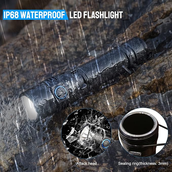 TrustFire T11R Rechargeable LED Tactical Flashlight, 1800 Lumens, Waterproof, Dual Switch, 22 Hours Battery Life