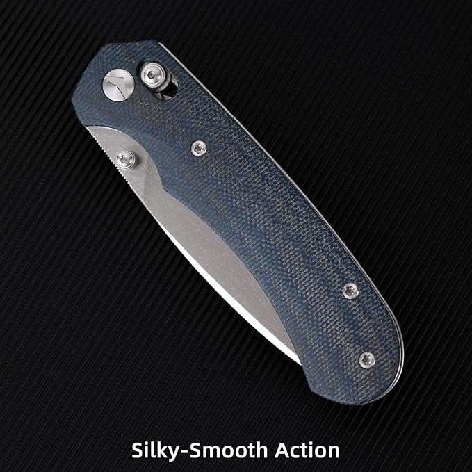 Folding Knife,Pocket Knife,3.31??154CM Blade,Erogonomic Canvas Micarta Handle,Survival Camping Knife with Pocket Clip,EDC Knife for Camping, Hunting, Hiking, Survival,Blue