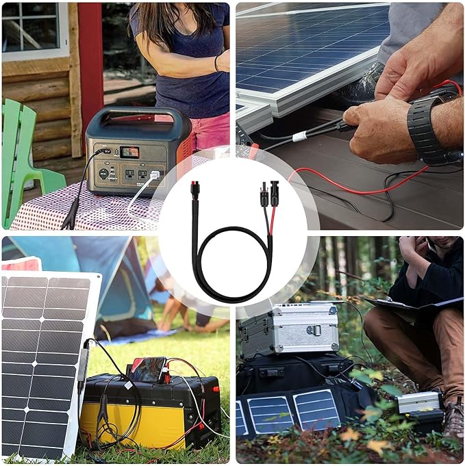 iGreely Connector Solar Panel Cable Kits for Solar Panel RV Marine Boat Portable Solar Generator Power Station 10AWG 60cm/2ft