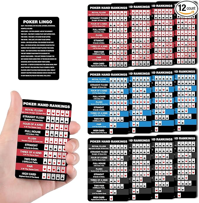 Poker Hand Rankings Chart Rules Cheat Sheet Cards Poker Hands Ranking Card Beginners Quick Reference Guide Cheat Sheet for Texas Hold