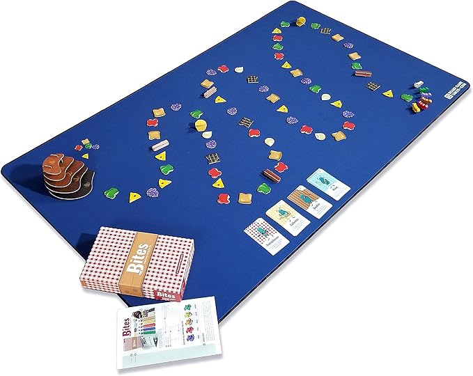 Board Game Playmat [3'x5'/Thick Super Cushioned/Stitched Edge/Water Resistant] with Carrying Case - for Tabletop Board Games, Card Games, RPG Games (Medium, Blue)