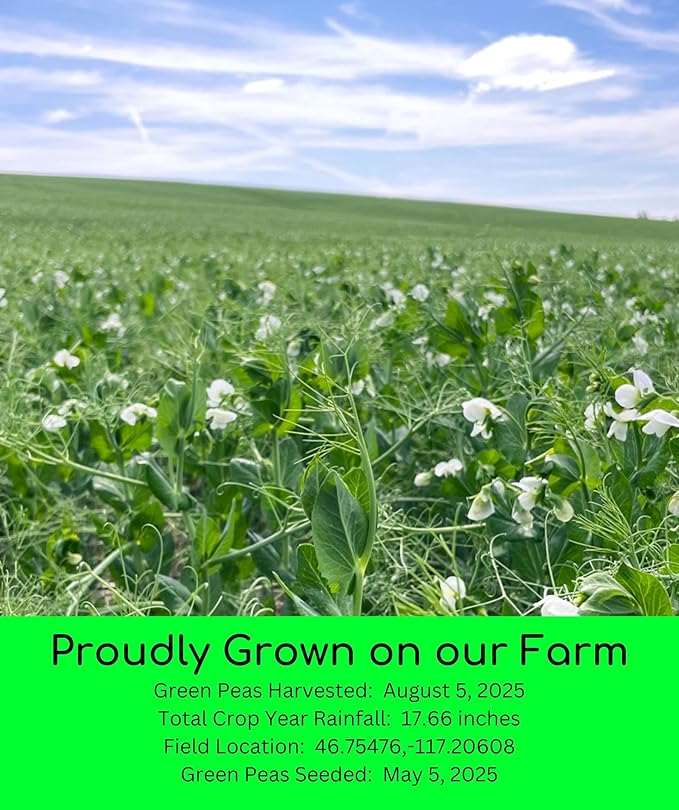 Palouse Brand Certified Glyphosate Residue Free Split Peas | Green | 25 LBS | Family Farmed in Washington State | Non-GMO Project Verified | Non-Irradiated | Kosher Parve | Field Traced