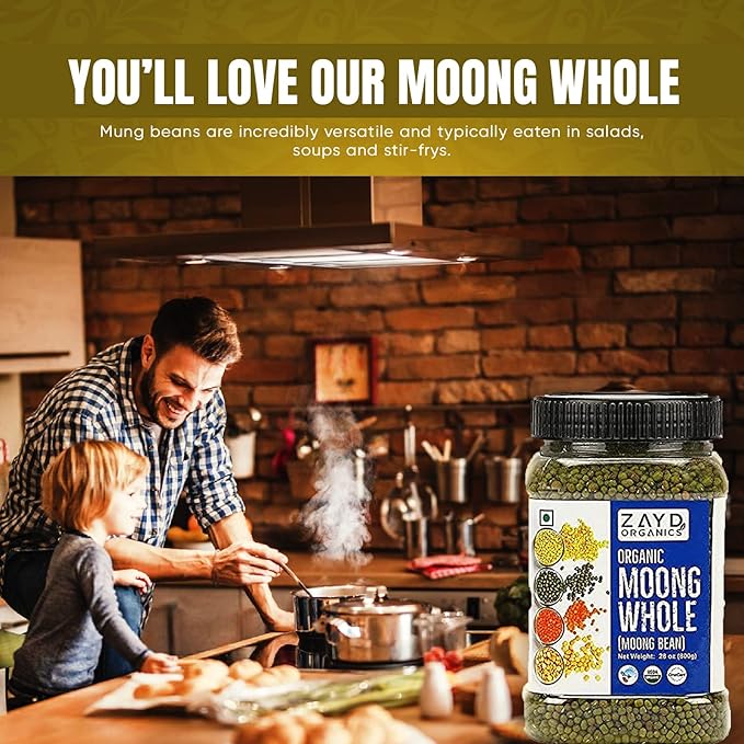 Zayd Organics Moong Whole 1.75lbs (800g) Green Mung Beans
