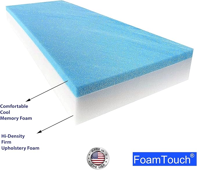 FoamTouch 4" Height x 48" Width x 75" Length Camper/RV bunk Mattress with Gel Memory Foam -No Cover