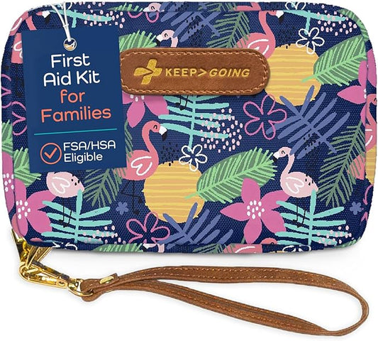 KeepGoing Travel First Aid Kit for Kids ??130 Pc. for Car, Home, Purse, Diaper Bag & Backpack with Latex-Free Bandages - Mini First Aid Kit Travel Size TSA-Approved