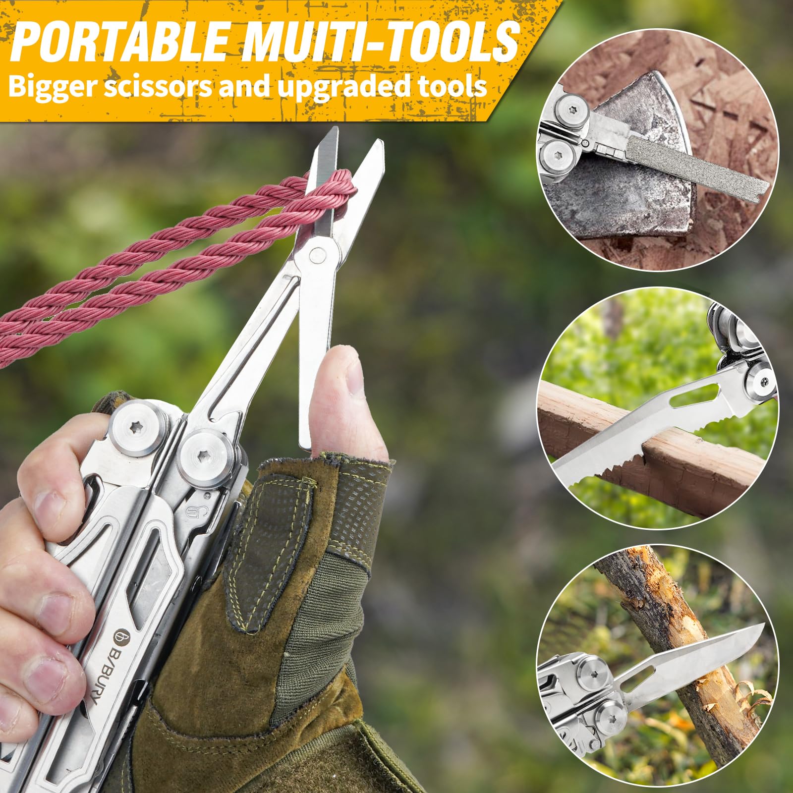 BIBURY 31-in-1 Multitool Pliers Pro,EDC Pocket Knife & Scissors-BI2045