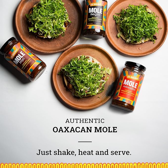 Ya Oaxaca - Mole Sauce Variety Pack - Negro, Coloradito, & Rojo - Blend of Smoked & Dried Chiles, Spices, & House Made Chocolate - Vegan, Non-GMO, Gluten Free - Great on Enchiladas - 3-12oz Jars