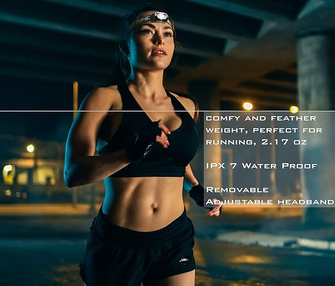 Ghost Bird Seiker X1 Head Lamp - LED Rechargeable Cree XPE - Waterproof IPX7, Freezeproof, Smashproof Perfect for Your Running, Camping, Backpacking, Hunting, and Cycling Adventures
