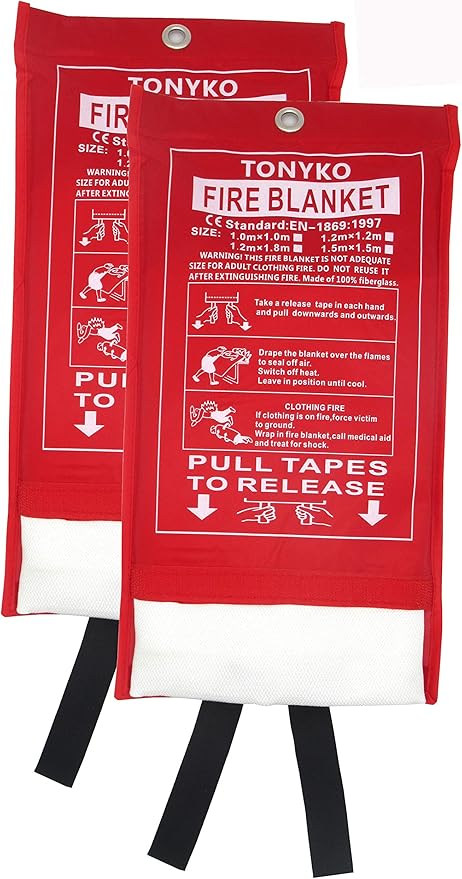 TONYKO 6.5 x 6.5ft Emergency Fire Blankets, Flame Retardant Protection and Heat Insulation Designed for Kitchen,Fireplace,Grill,Car,Camping