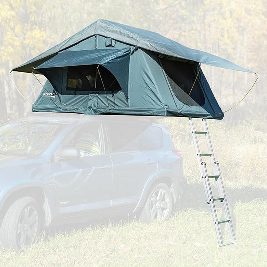 RecPro Soft Rooftop Tent with Mattress Pad | Extendable Ladder | Ventilation & Airflow | Weather Protection | Fits Up to 3 People