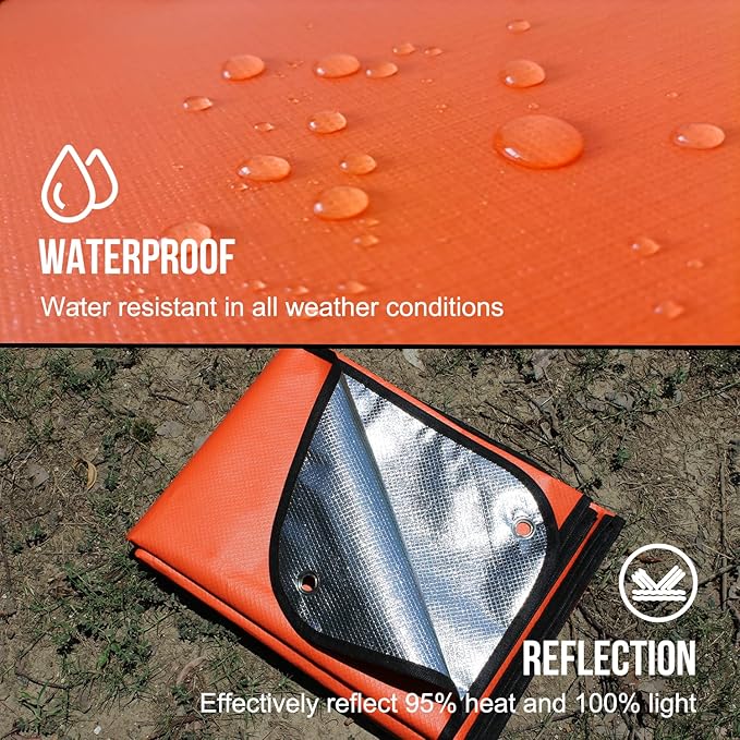 LYN Heavy Duty Emergency Blanket Survival Gear Waterproof Insulated Blanket Emergency Tarp for Camping, Hiking, Bushcraft