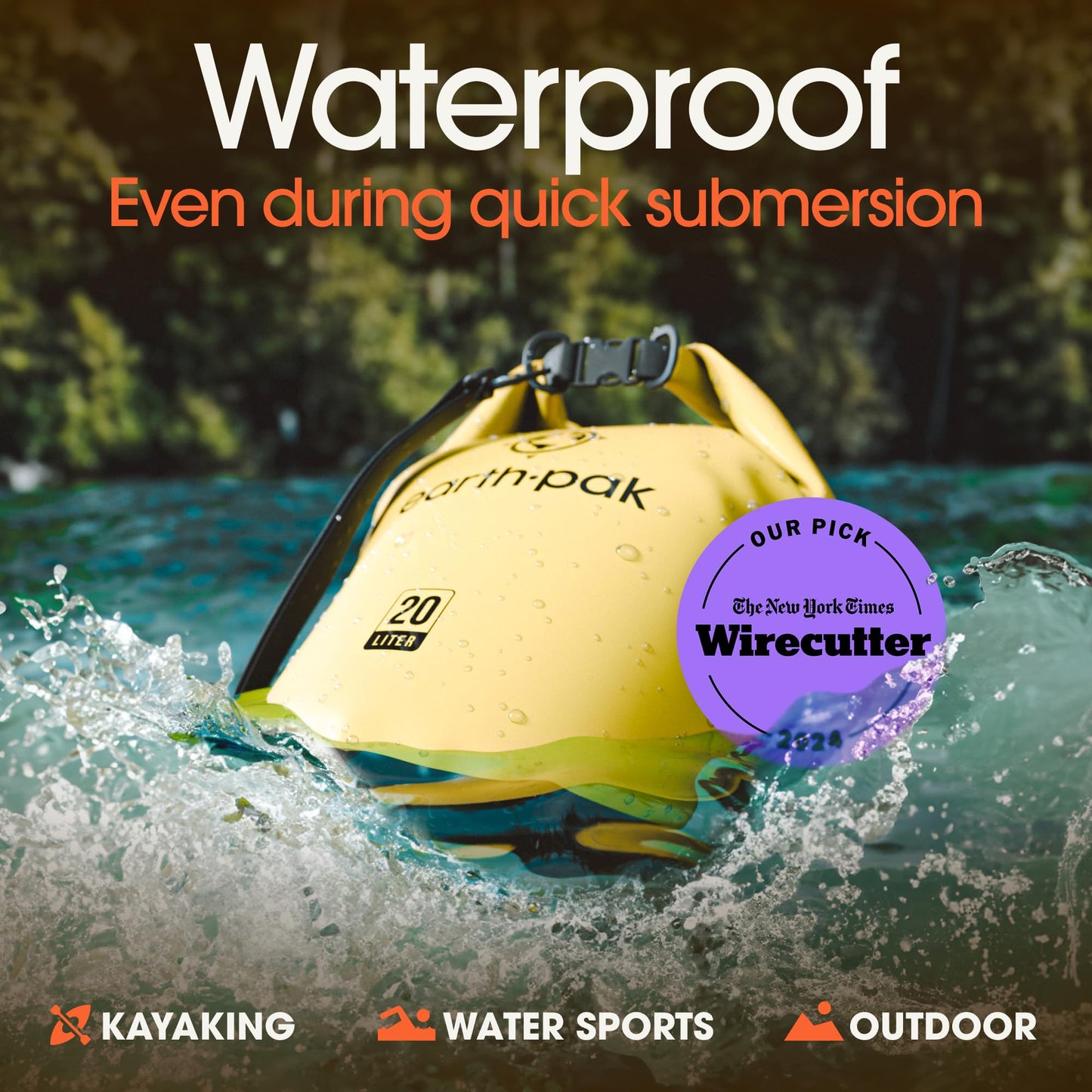 Earth Pak 10L Waterproof Dry Bag - Marine Roll Top Dry Sack for Kayaking