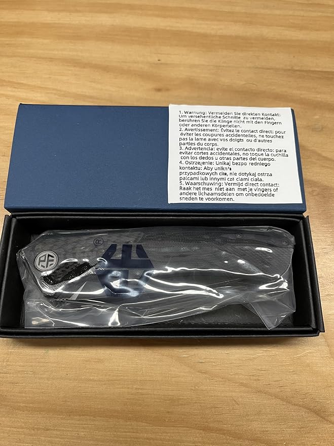 Petrified fish PF838,3.74" Black Stonewashed D2 Blade,166.6g Carbon fiber & G10 Handle Flipper Folding Knife