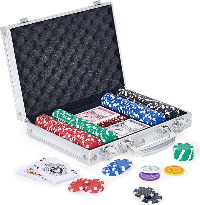 Poker Chips with Numbers,200PCS Poker Chip Set with Aluminum Travel Case,11.5 Gram Poker Set for Texas Holdem and Blackjack Gambling.