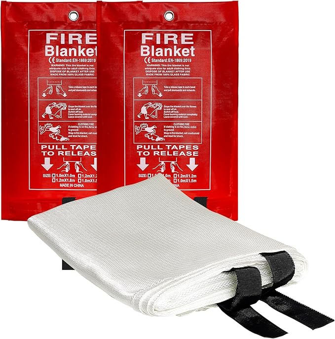 40??x 40??Emergency Fire Blanket - Flame Suppression Fiberglass Blankets for Home, Kitchen, Camping, Car, Office, Warehouse, Emergency Survival Safety - Fire Extinguisher Alternative (2, 40*40)