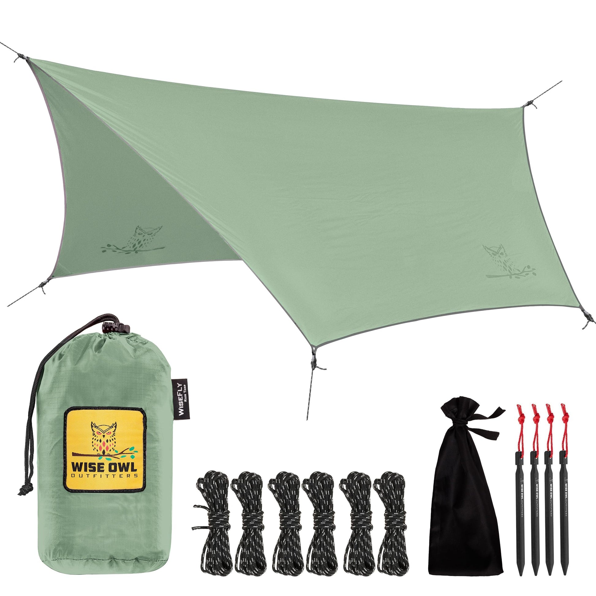 Wise Owl Outfitters Hammock Rain Fly – Waterproof Camping Tarp Cover with Tent Stakes & Carry Bag