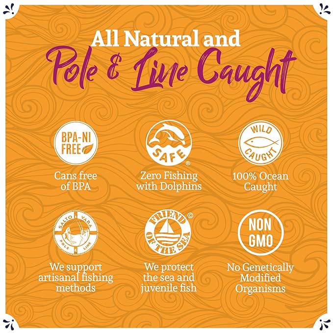 Santo Amaro - Artisanal Wild Tuna Fillets in Olive Oil & Turmeric Curry, Pole & Line Caught from Portugal, Hand-Packed Goa-Style Natural Canned Tuna, 22g Protein, Keto, 124 Cal, Low Mercury, Pack of 6