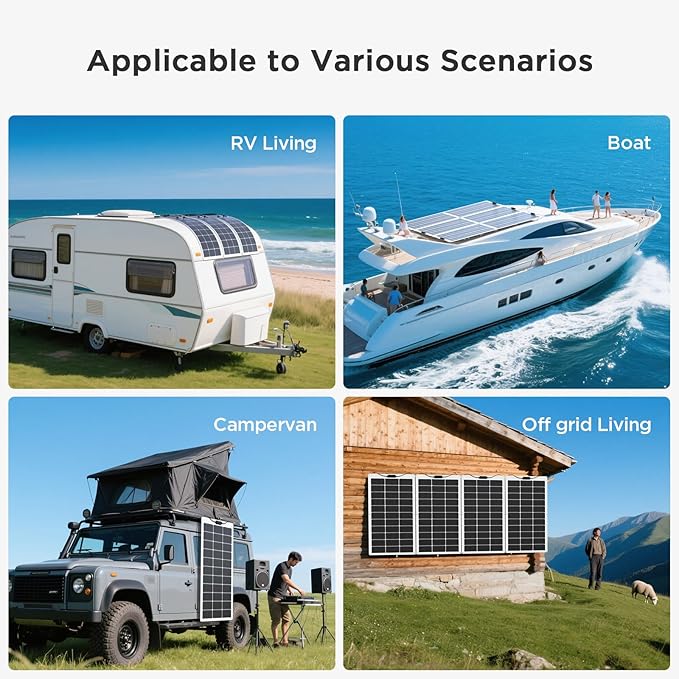 100W Flexible Solar Panel, Ultra Lightweight 100 Watt 12V Portable Solar Panel Kit, Callsun 23% High Efficiency 182 PERC IP68 Waterproof ETFE RV Solar Panels for RV Van Offgrid Living Boat (White)
