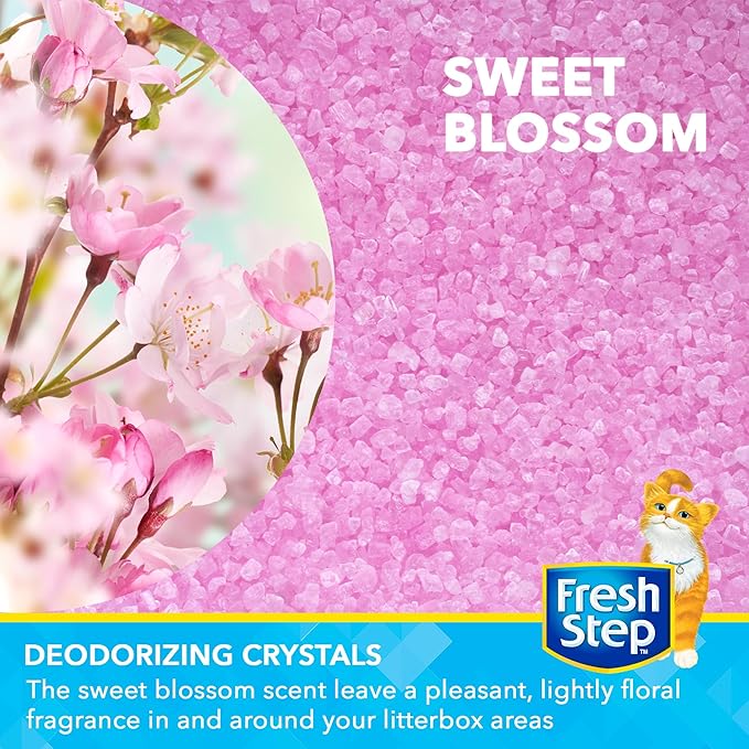Fresh Step Cat Litter Crystals in Sweet Blossom Scent - Cat Litter Box Deodorizer - Combats Odors and Neutralizes Smells to Keep Your Home Clean, 15 Ounce