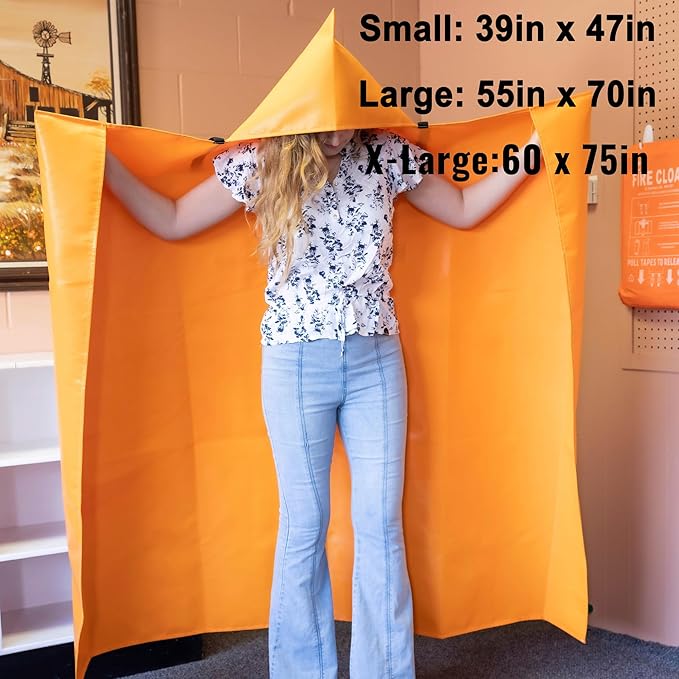 Supa Ant Silicone Fire Cloak for Fireproof Suit Emergency Blanket for Home and Kitchen - Emergency Poncho as Heat Shield Blanket - Fire Resistant Hoodie - Escape Suit with Cape and Hood (75x60 in.-XL)