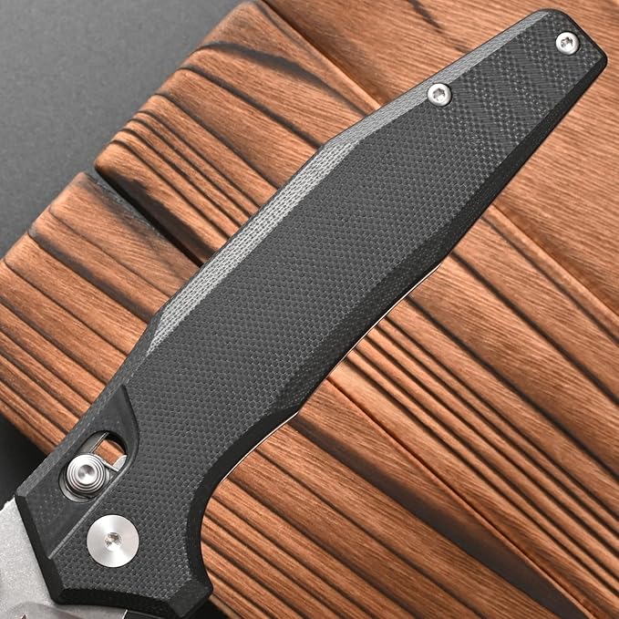 FF20 Folding Pocket Knife，VG10 Steel Blade G10 Handle EDC Tool Knife for Outdoor Camping Hunting Fishing Working(Black)