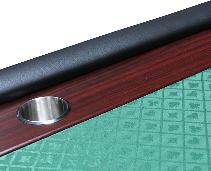 Poker Table 96 inches Light Series for 10 Player Games with Cup Holders Wooden Racetrack Felt Foldable Legs, Green