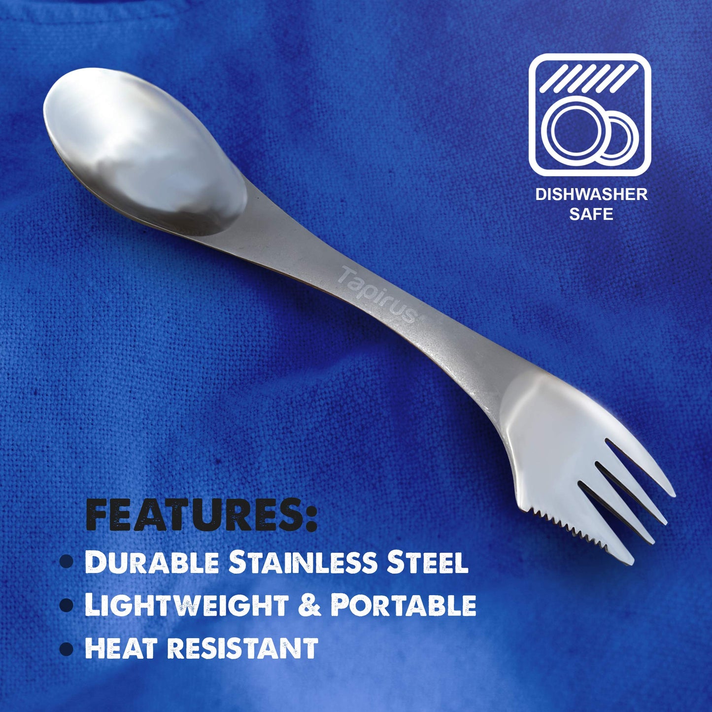 Tapirus - 5 Spork Of Steel Utensils Set - 8-inch Long Durable & Rust Proof Stainless Steel Spoon
