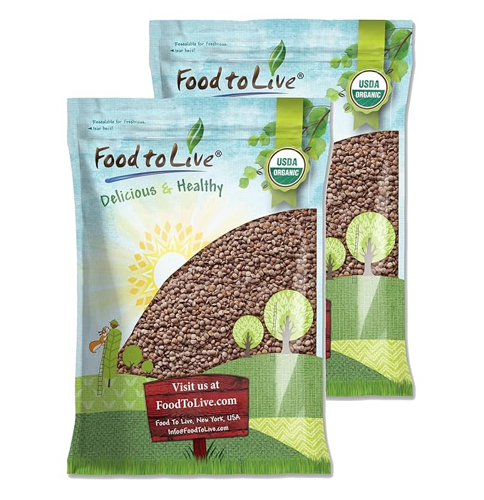 Food to Live Organic Whole Red Lentils, 20 Pounds Non-GMO, Dry Raw Lentils, Sproutable, Vegan, Kosher, Bulk. Easy to Cook. Source of Folate, Fiber, and Protein. For Lentil Soup, Stews, Curry