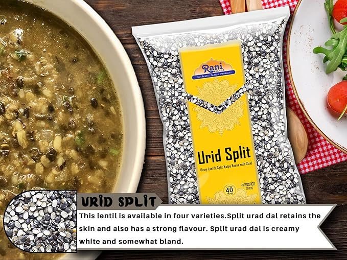 Rani Urid/Urad Split Chilka (Split Matpe Beans with Skin) Indian Lentils 14oz (400g) ~ All Natural | Gluten Friendly | Non-GMO | Kosher | Vegan | Indian Origin