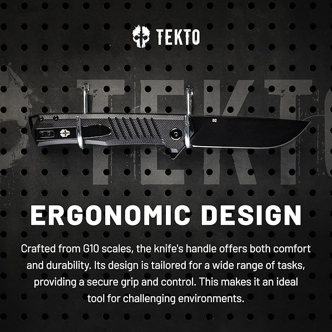 F1 Alpha Folding Pocket Knife - Modified Straight Back Blade, Titanium Coated D2 Steel, Ideal for Outdoor Camping and Backpacking, Tactical G10 Black Handle, Black Titanium Accents