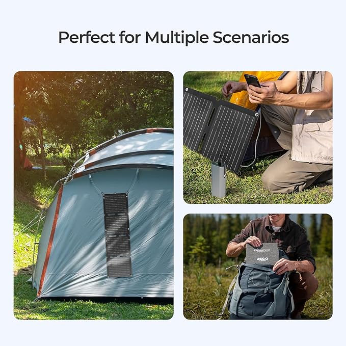Renogy Solar Panels, 30W Portable Solar Panel Charger, Fast Charging for iPhone, iPad, Tablets, Laptop, Power Bank, with USB-C USB-A DC Ports, IP67 for Camping, Hiking, Backpacking, Outdoor