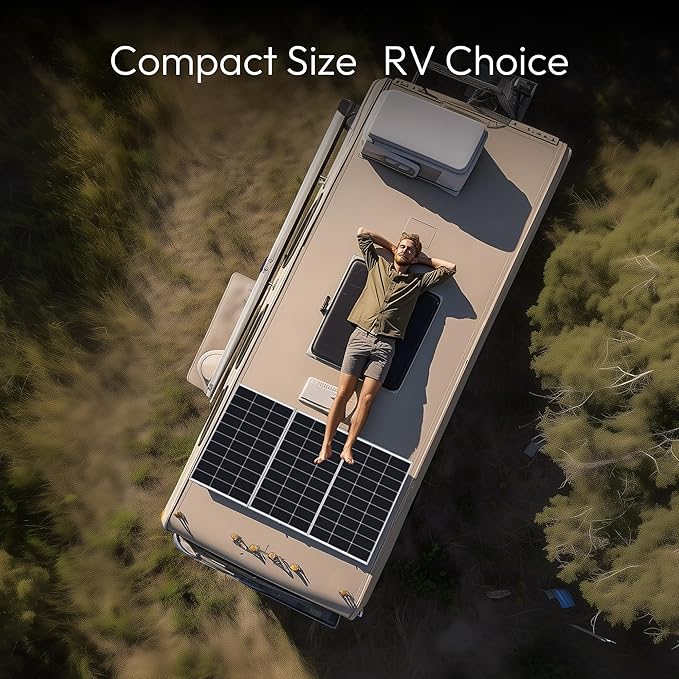JJN 100 Watt Solar Panel, N-Type 16BB High Efficiency 12 Volt Solar Panels, 25% High Coversion Rate Solar Module PV Charge for Boat Rooftop Caravan and Other Off-Grid System