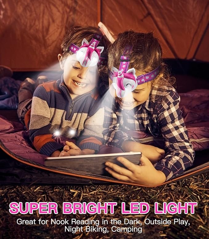 Toys LED Headlamp-Headlamp for Kids Unicorn Toy Head Lamp Flashlight 3 Adjustable Lighting Mode with Elastic Headbands for Boys, Girls, or Adults for Camping, Hiking, Reading, and Parties