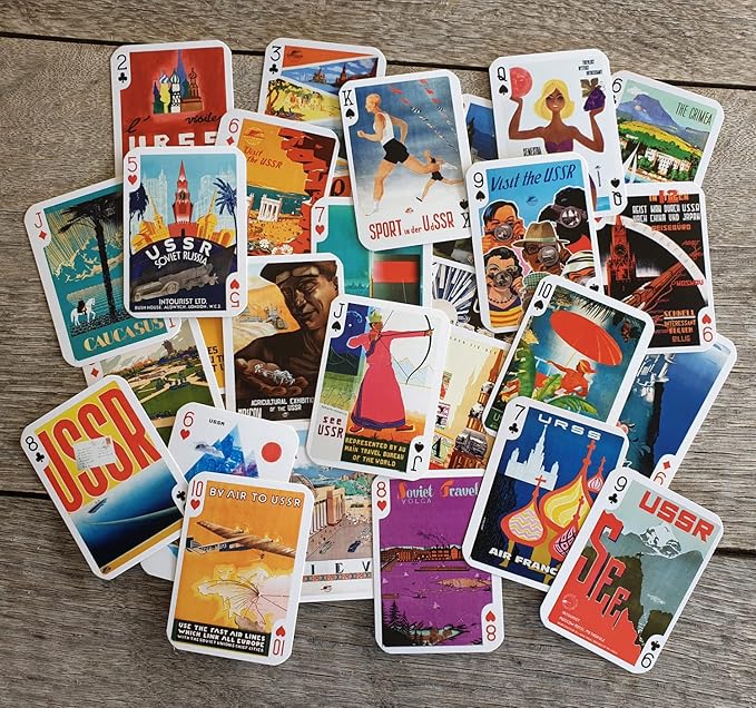 Travel Russia Playing Cards (Poker Deck 54 Cards All Different) Vintage Russia USSR Moscow Kremlin Airline Railroad Travel Poster