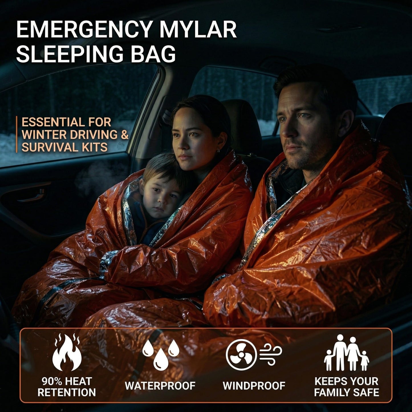 Thermal Emergency Sleeping Bag for Survival: Reflects 90% of Body Heat