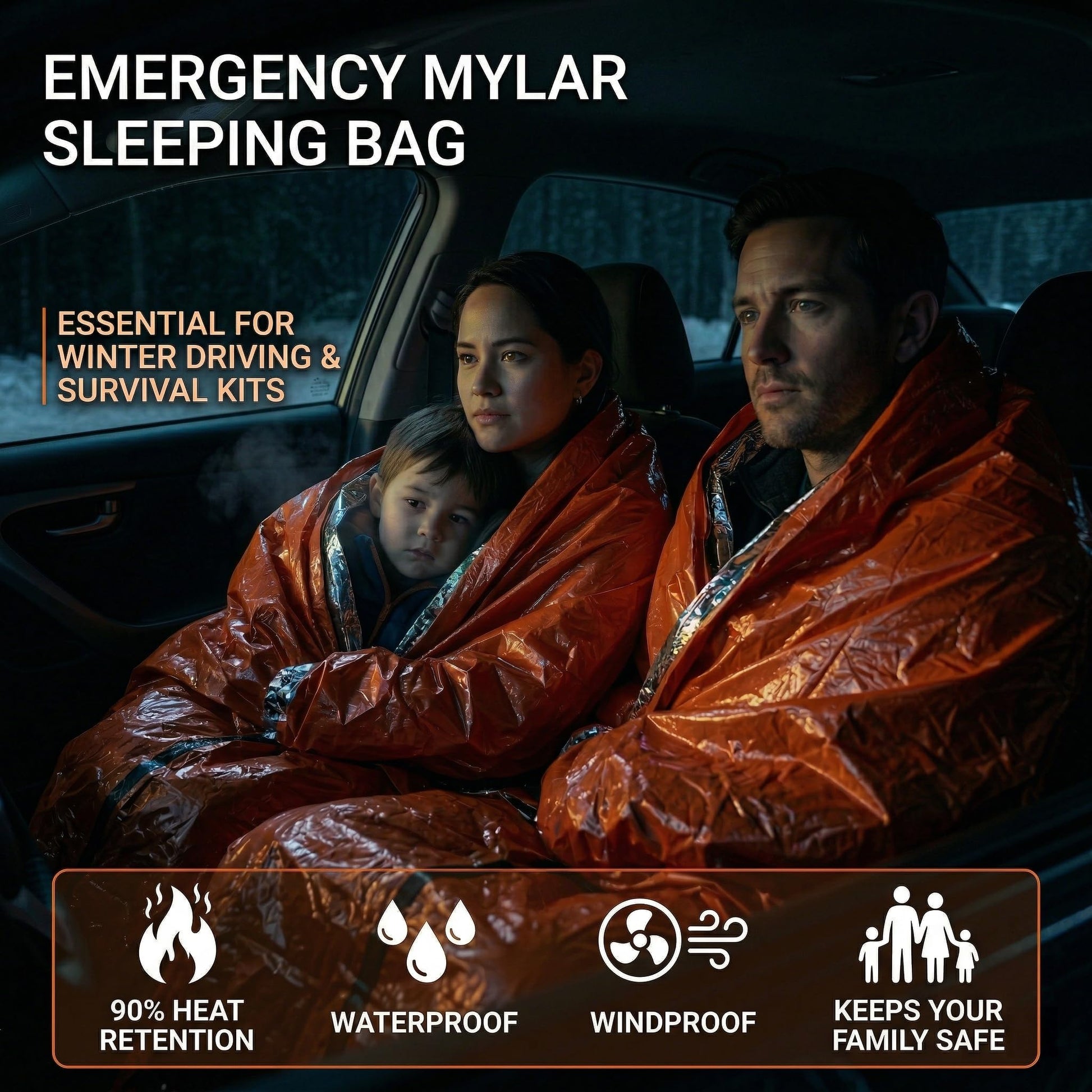 Thermal Emergency Sleeping Bag for Survival: Reflects 90% of Body Heat