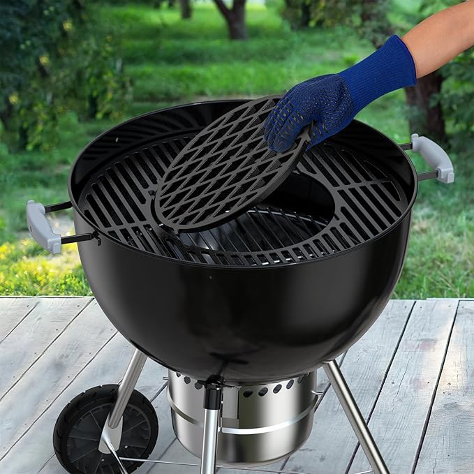 Charkettle Cast Iron Gourmet BBQ System 11.8 Inch Sear Grate Replacement for 8834, Thick Searing/Cooking Grid, Compatible with 22-1/2 inch Weber Charcoal Grills
