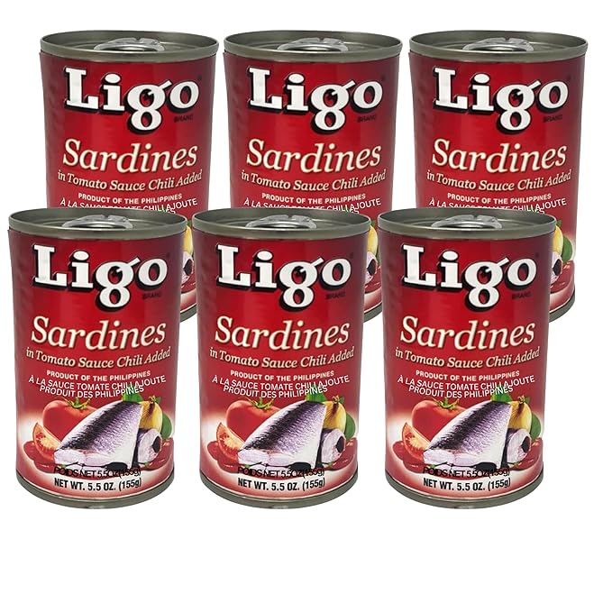 Sardines in Tomato Sauce with Chili Added (Spicy) - 5.5oz [Pack of 6] by Ligo