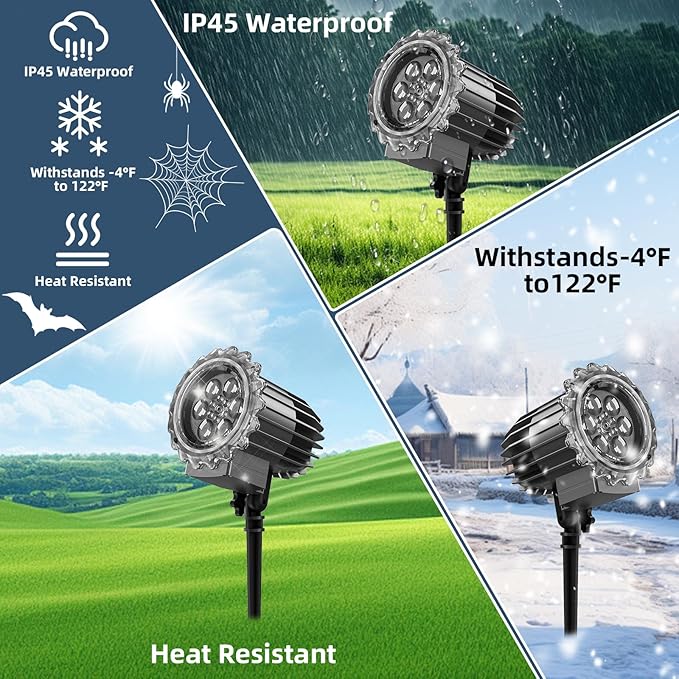 Halloween Projector Light Outdoor Waterproof – Color 3D Ghost Projection Decorations Lights with Wall & Ground Mount, US Plug, HD Spooky Animation for Yard, Window, Party, Garden, 2025 Halloween Decor