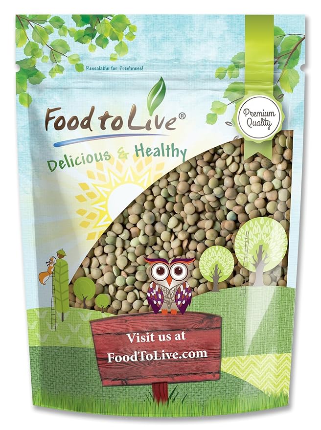Food to Live - Whole Green Lentils, 2.5 Pound Dried Raw Lentils, Sproutable, Kosher, Vegan. Rich in Dietary Fiber, and Protein. No Soaking Required.