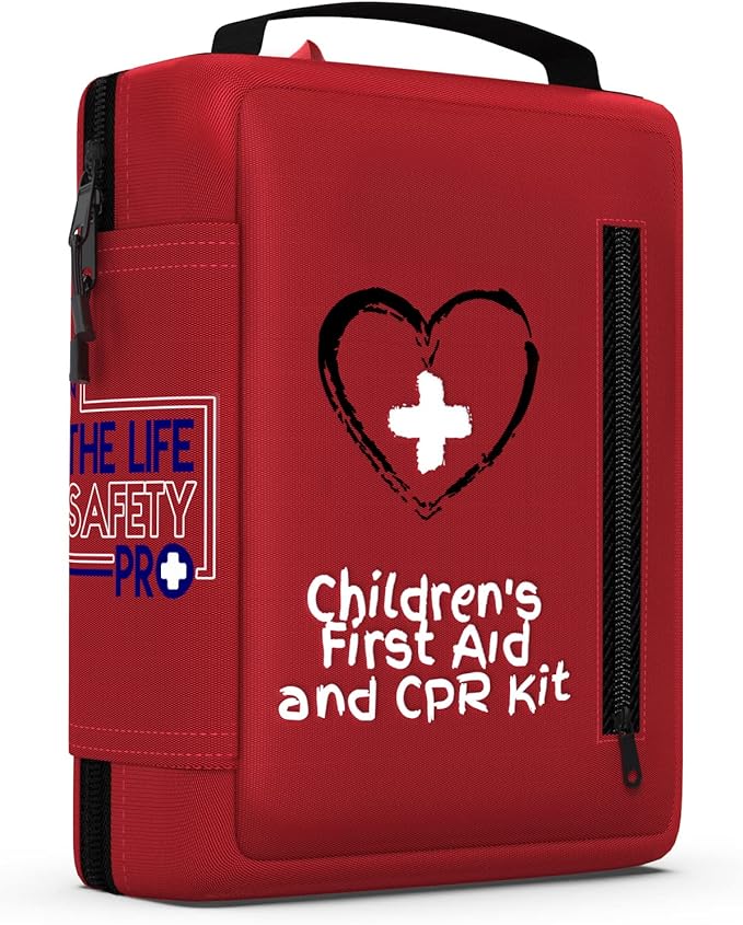 Portable First Aid Kit for Kids with CPR Shield - Ideal for Home, Car, School, Camping, and as a Travel First aid kit. Latex-Free Bandages ??Children First Aid Guide by The Life Safety Pro