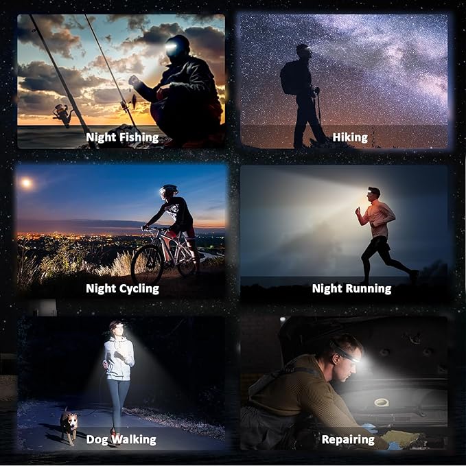 Pristar Rechargeable LED Headlamp with 230° Beam 5 Modes Head Lamp LED with Motion Sensor 350 Lumen Lightweight Head Light Flashlight for Outdoor Camping Hiking Running Travel, Pack of 4 Headlight