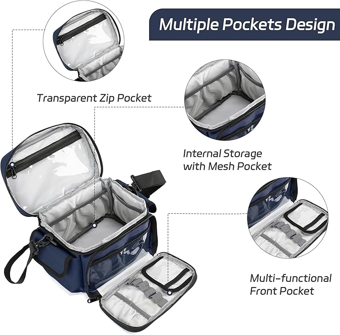 Medical Bag Empty First Aid Bag Home Health Nurse Bag, First Aid Storage, Medical Supplies Responder for Nursing Student,Therapist,Doctors Blue