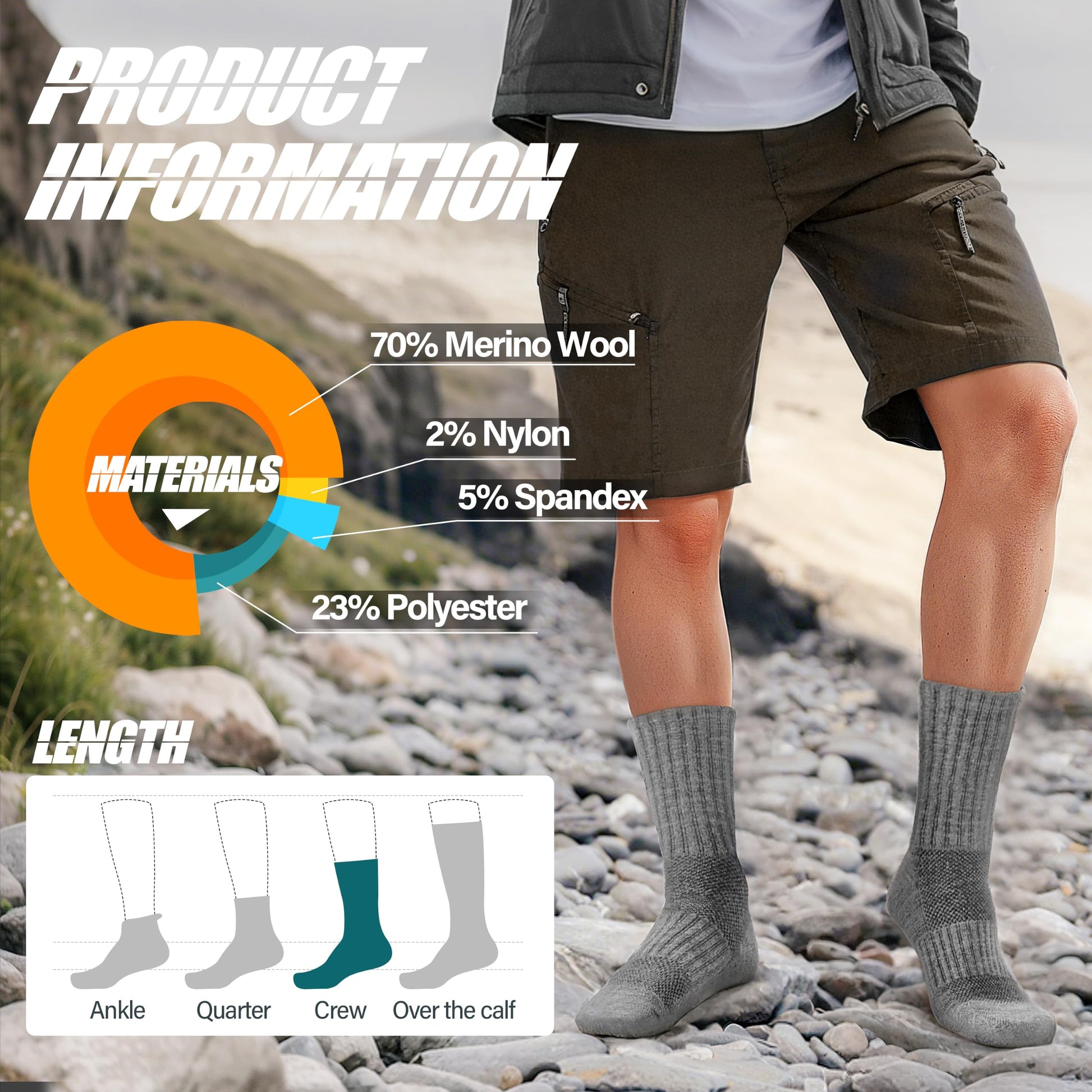 ANTSANG Merino Wool Hiking Socks, Maximum Breathability, for Men and Women